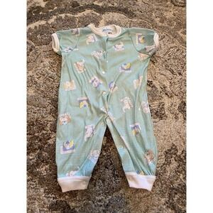 VTG CARTERS Baby 3-6M Green Neutral Romper Outfit USA Animals Snap